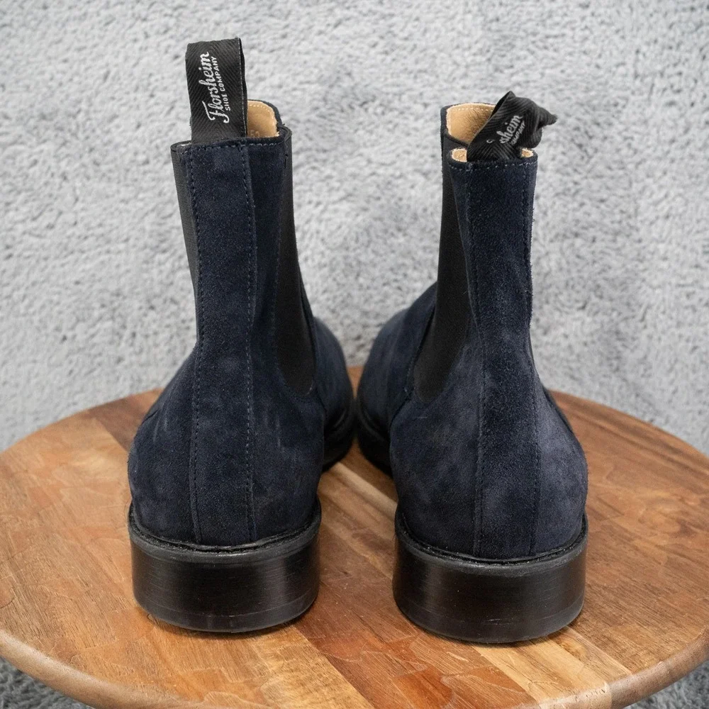 Florsheim Plain Toe Gore Chelsea Boot Size 12 Blue Leather Suede